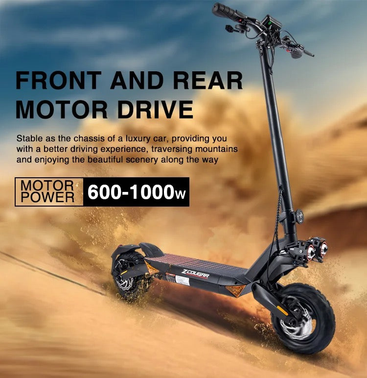 DT8-Dual Motors Electric Scooter, 1600W Extreme Hill Climbing e-Scooter Electric 20AH, 60km Range-Black