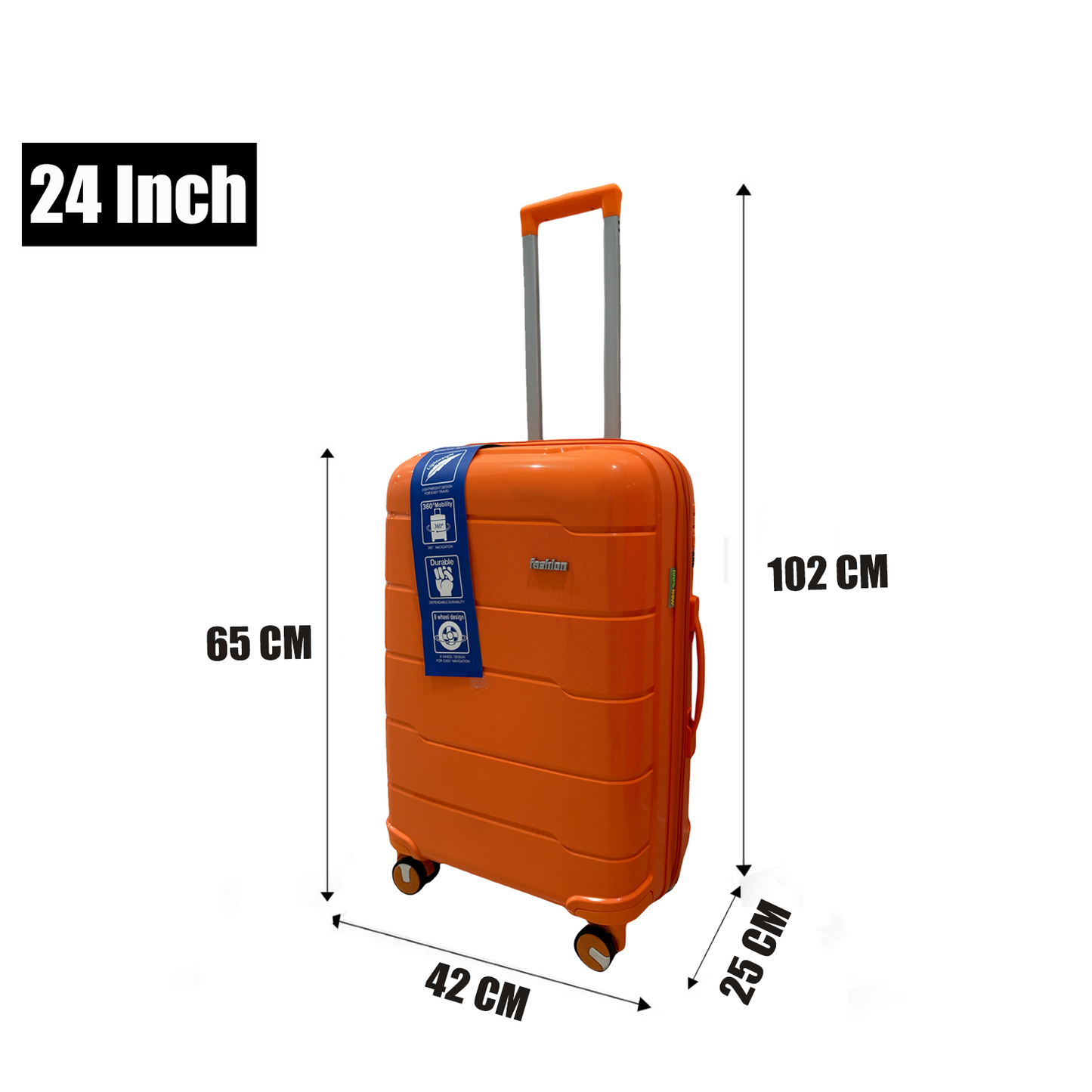 3pcs luggage Suitcase Trolley Set TSA Lock Travel Carry on Hard Cases-Orange