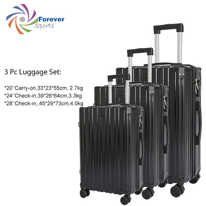 3pcs luggage Suitcase Trolley Set TSA Lock Travel Carry on Hard Cases-Black