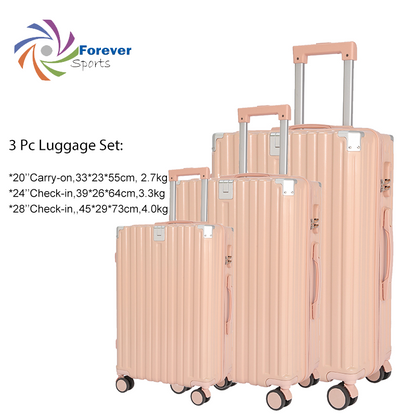 3pcs luggage Suitcase Trolley Set TSA Lock Travel Carry on Hard Cases-Pink