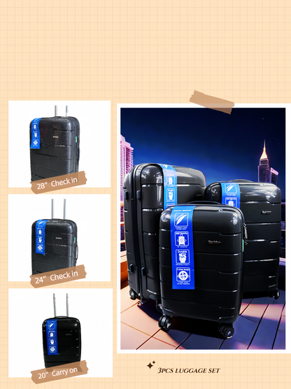 3pcs luggage Suitcase Trolley Set TSA Lock Travel Carry on Hard Cases-BLACK