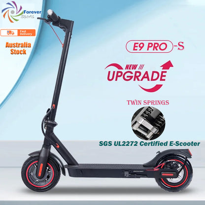 2025 Model E9PRO Dual Suspensions Electric Scooter/8.5inch Honeycomb Solid Tyres, 7.5Ah Li-ion battery, 800W Max power Motor-Black