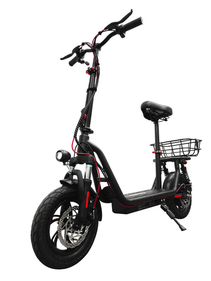 2026 Model EB5- Electric Scooter bike with Seat | 500W motor 48V Battery, 25km/h, 30km Range, 14″ Tyres – Black