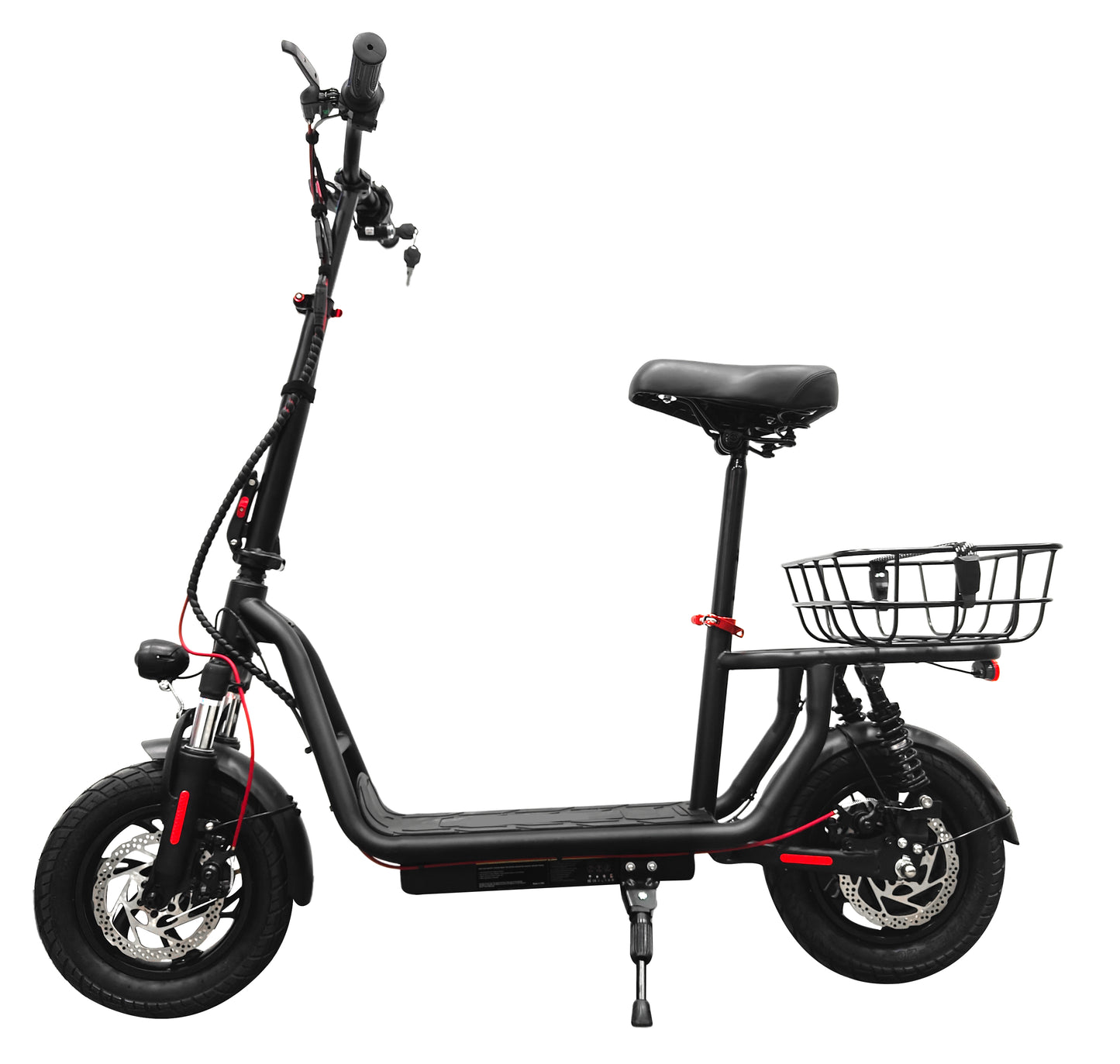 2026 Model EB5- Electric Scooter bike with Seat | 500W motor 48V Battery, 25km/h, 30km Range, 14″ Tyres – Black