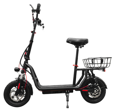 2026 Model EB5- Electric Scooter bike with Seat | 500W motor 48V Battery, 25km/h, 30km Range, 14″ Tyres – Black