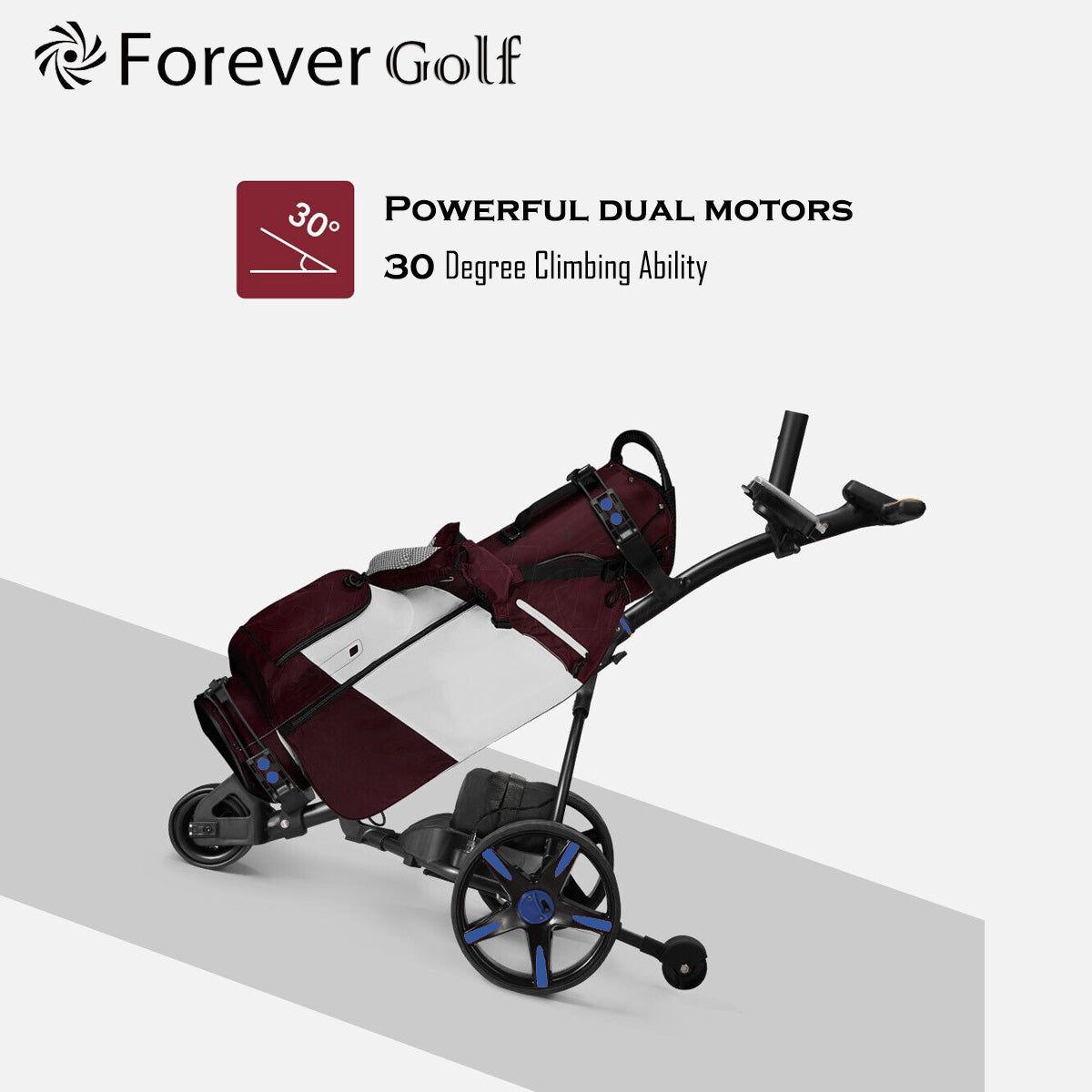 Brand New 2025 Remote Control Golf Buggy Dual Motors Electric Golf Trolley with a Build-in USB charger-Blue