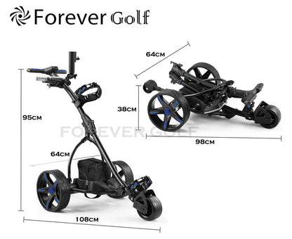 Brand New 2025 Remote Control Golf Buggy Dual Motors Electric Golf Trolley with a Build-in USB charger-Blue