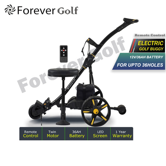 2025 Model Remote Control Dual Motors Electric Golf Trolley with a seat Golf Buggy-Yellow