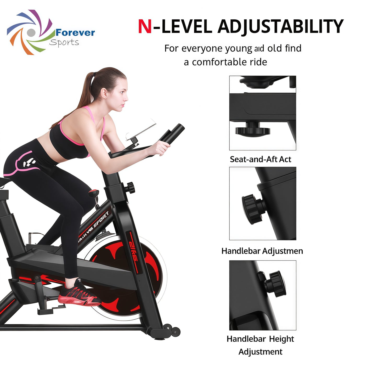 🚴‍♂️ [SPBK06]Forever Sports Spin Bike – Heavy Flywheel, Adjustable Resistance & LCD Monitor