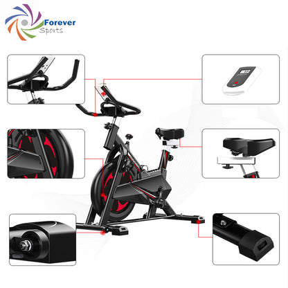 🚴‍♂️[SPBK08】 Forever Sports Spin Bike– Silent Belt Drive, Adjustable Resistance & LCD Monitor