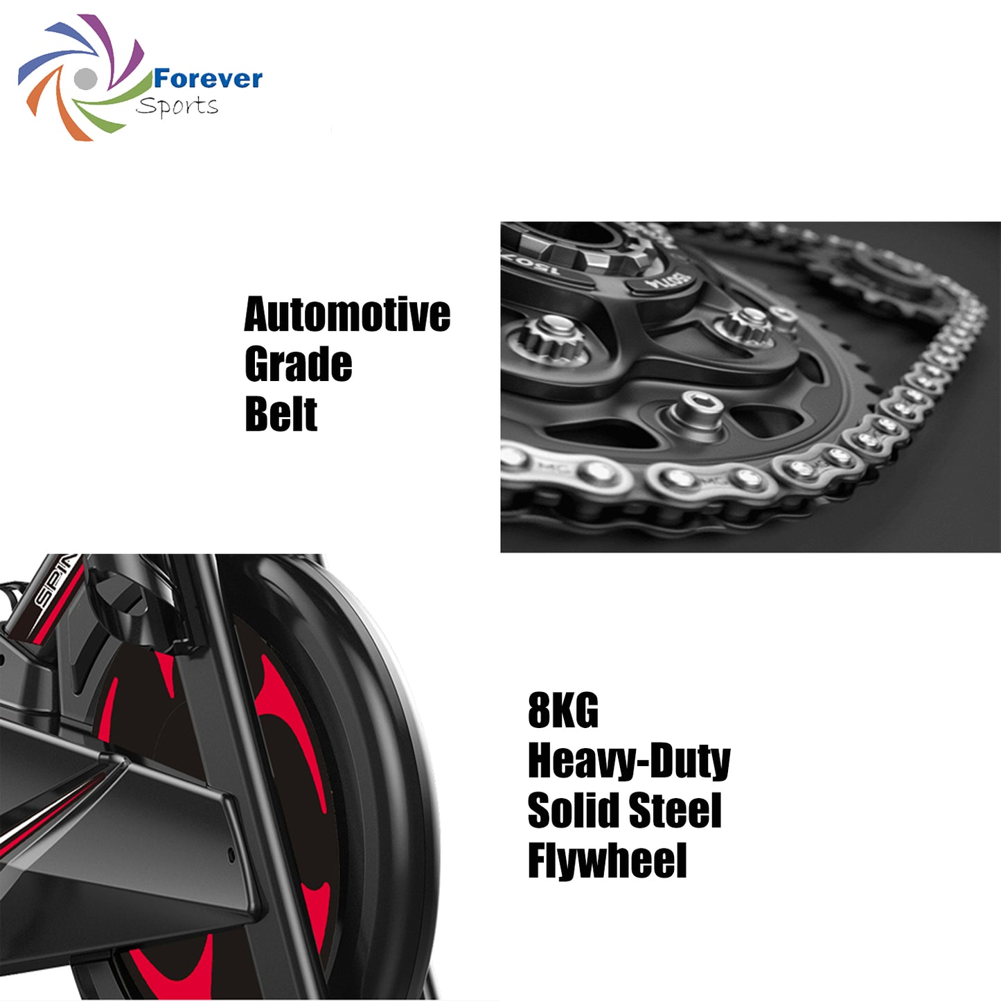 🚴‍♂️[SPBK08】 Forever Sports Spin Bike– Silent Belt Drive, Adjustable Resistance & LCD Monitor