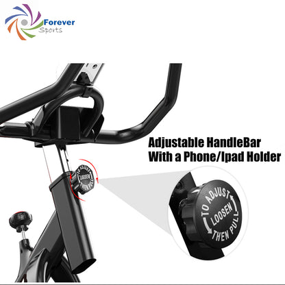 🚴‍♂️[SPBK08】 Forever Sports Spin Bike– Silent Belt Drive, Adjustable Resistance & LCD Monitor