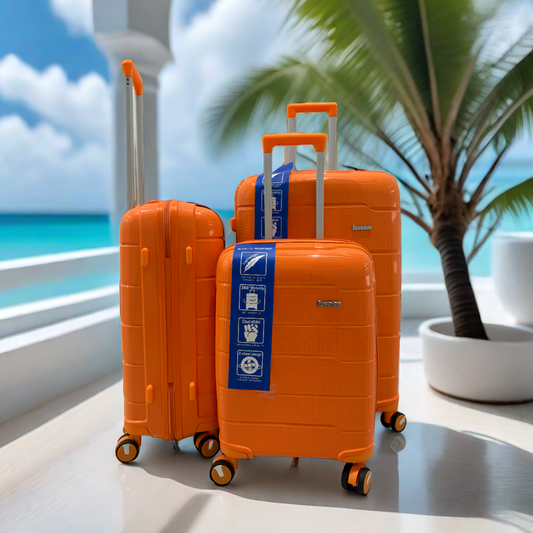 3pcs luggage Suitcase Trolley Set TSA Lock Travel Carry on Hard Cases-Orange