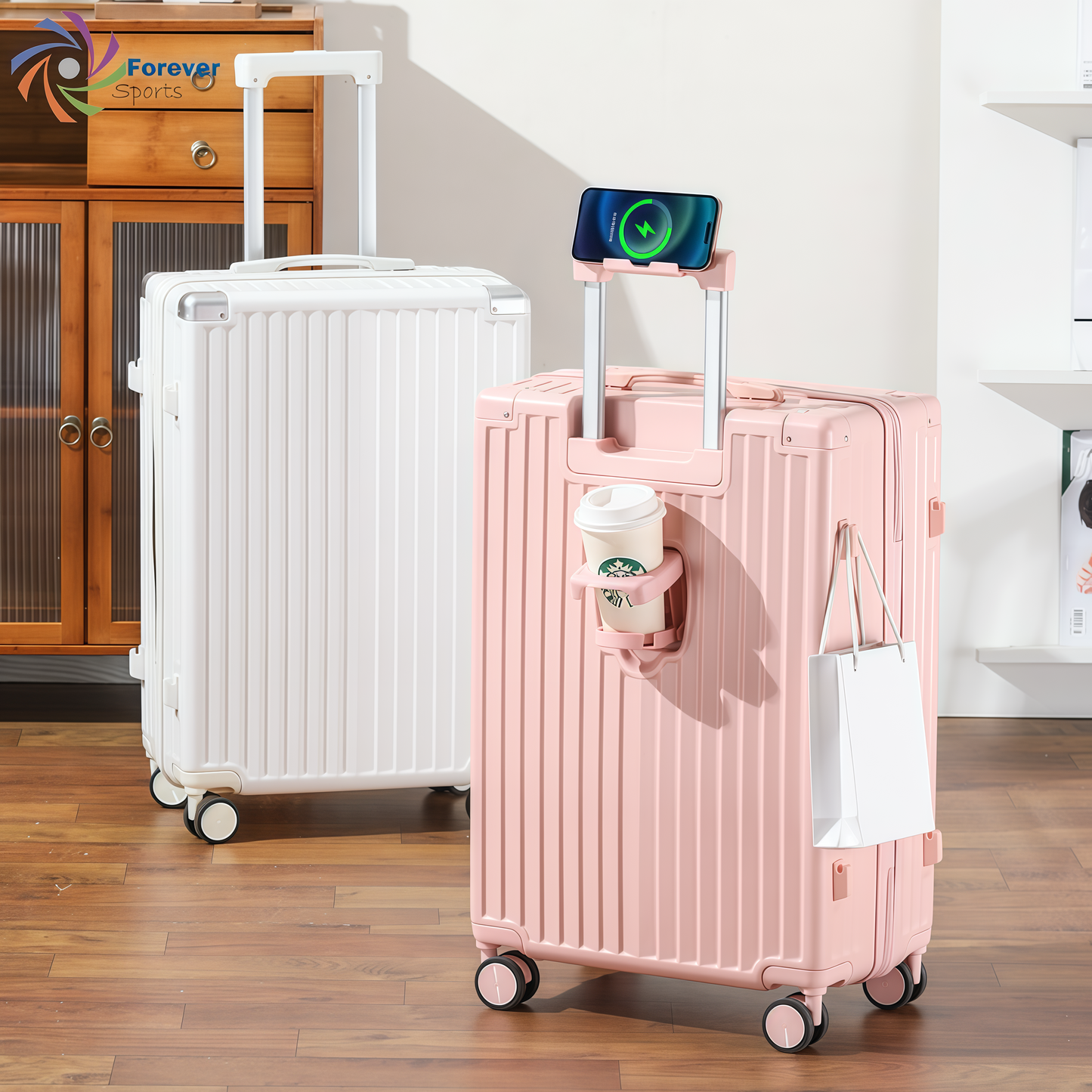 3pcs luggage Suitcase Trolley Set TSA Lock Travel Carry on Hard Cases-WHITE