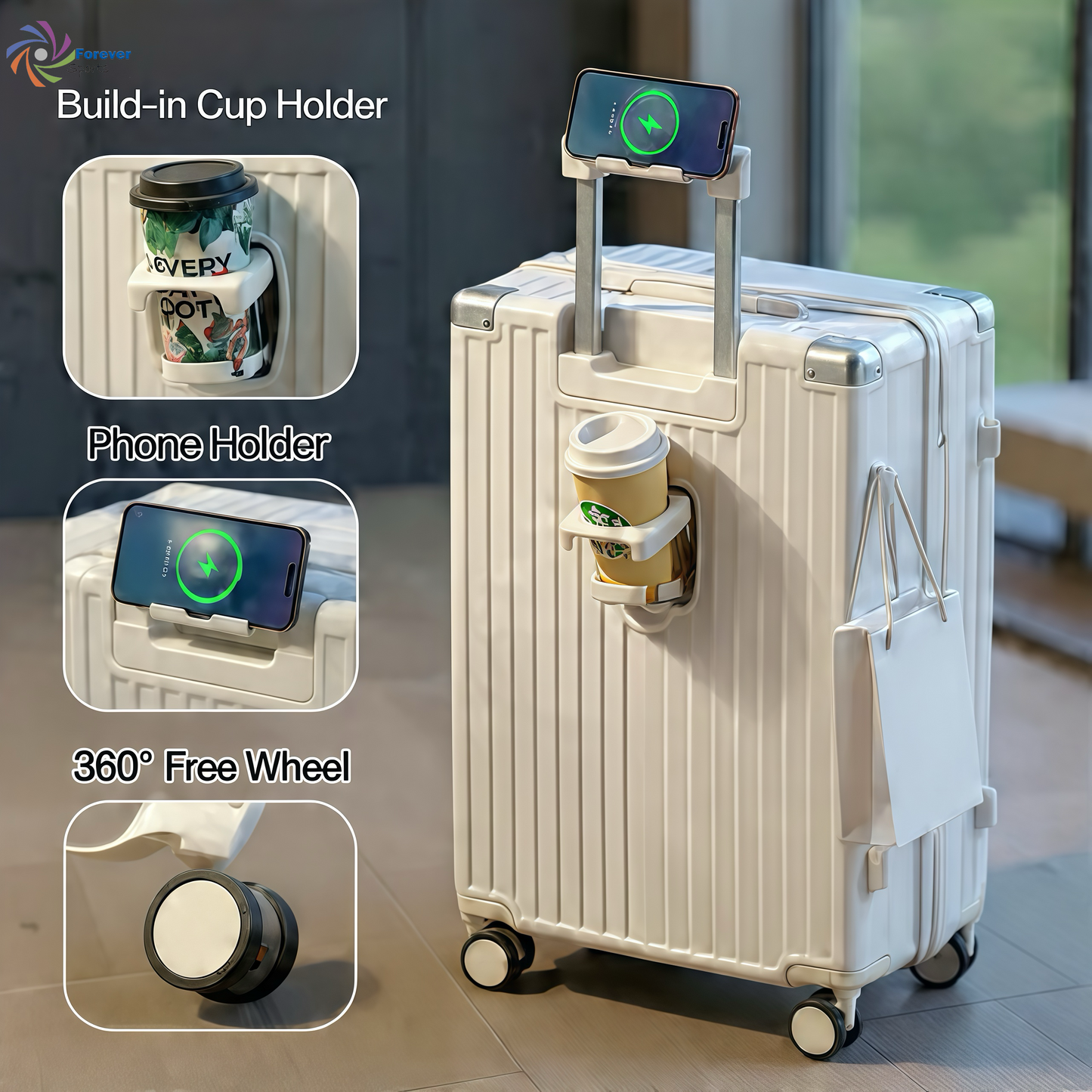 3pcs luggage Suitcase Trolley Set TSA Lock Travel Carry on Hard Cases-WHITE